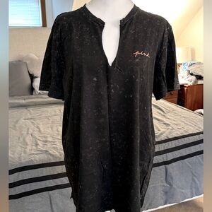 PINK Victoria's Secret Black Tee with Pink Logo